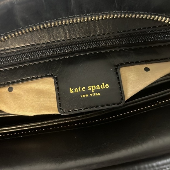 Kate Spade Black Leather and Silver Metallic Accordion Style Handbag RARE - Picture 13 of 16